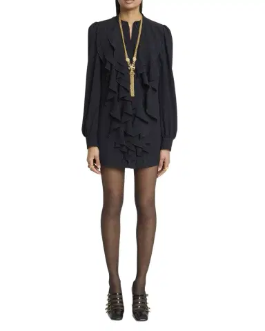 Chloé Ruffle Front Long-Sleeve Mini Dress | Thumbnail 1