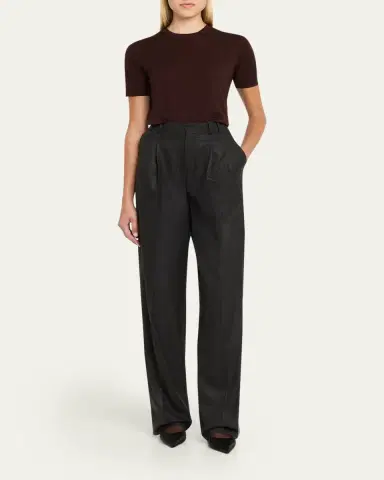 Saint Laurent Cashmere Short-Sleeve Crewneck Sweater | Thumbnail 2