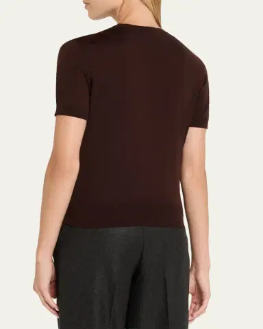 Saint Laurent Cashmere Short-Sleeve Crewneck Sweater | Thumbnail 3