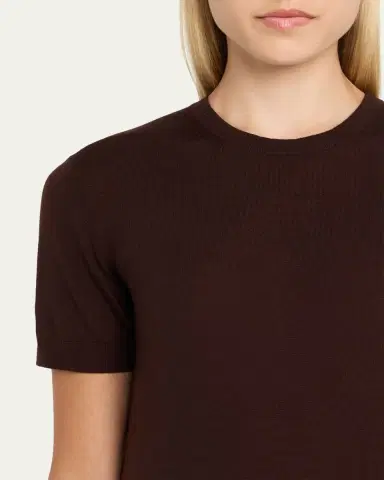 Saint Laurent Cashmere Short-Sleeve Crewneck Sweater | Thumbnail 5