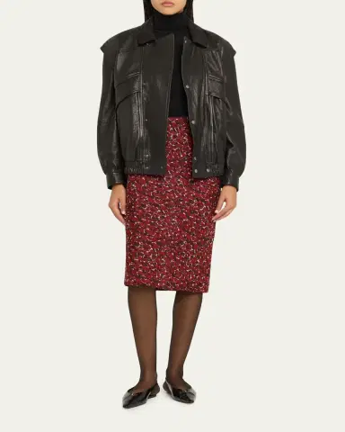 Saint Laurent Printed Cotton-Silk Midi Skirt | Thumbnail 6