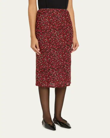 Saint Laurent Printed Cotton-Silk Midi Skirt | Thumbnail 8