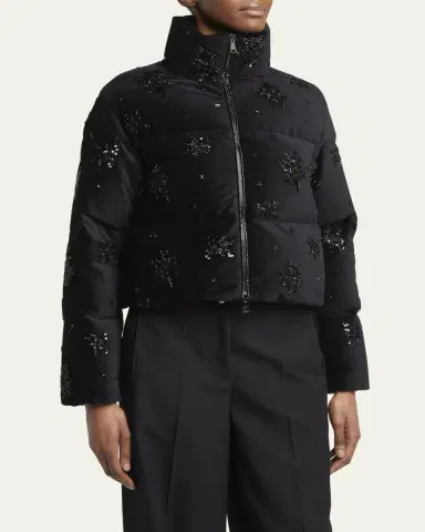 Moncler Nelles Embellished Down Puffer Jacket | Thumbnail 4 Moncler Nelles Embellished Down Puffer Jacket | Thumbnail 4