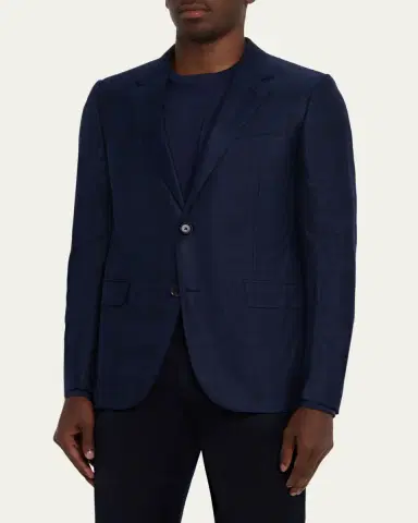 ZEGNA Men's Wool Tonal Plaid Single-Breasted Sport Coat | Thumbnail 4