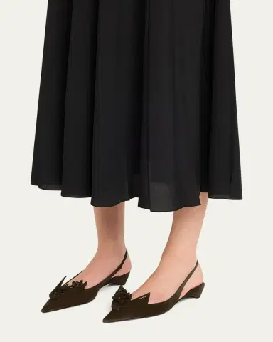 Prada Suede Flower Slingback Pumps | Thumbnail 2