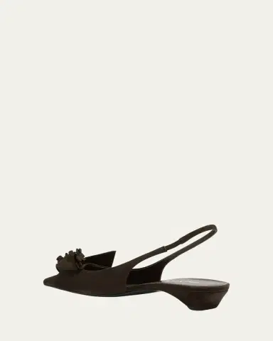 Prada Suede Flower Slingback Pumps | Thumbnail 4