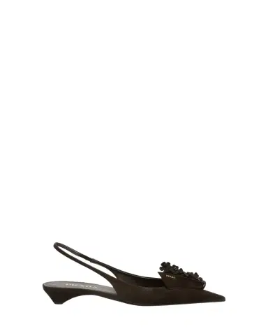 Prada Suede Flower Slingback Pumps | Thumbnail 1