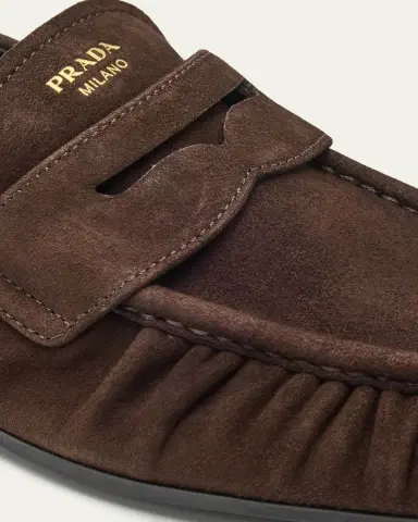 Prada Suede Ruched-Toe Penny Loafers | Thumbnail 3 Prada Suede Ruched-Toe Penny Loafers | Thumbnail 3