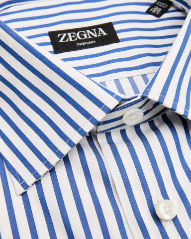 ZEGNA Men's Trecapi Cotton Bold Stripe Dress Shirt | Thumbnail 2