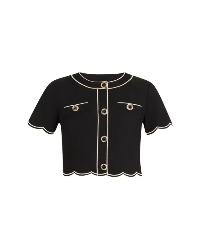 Sandra Scallop-Trim Top