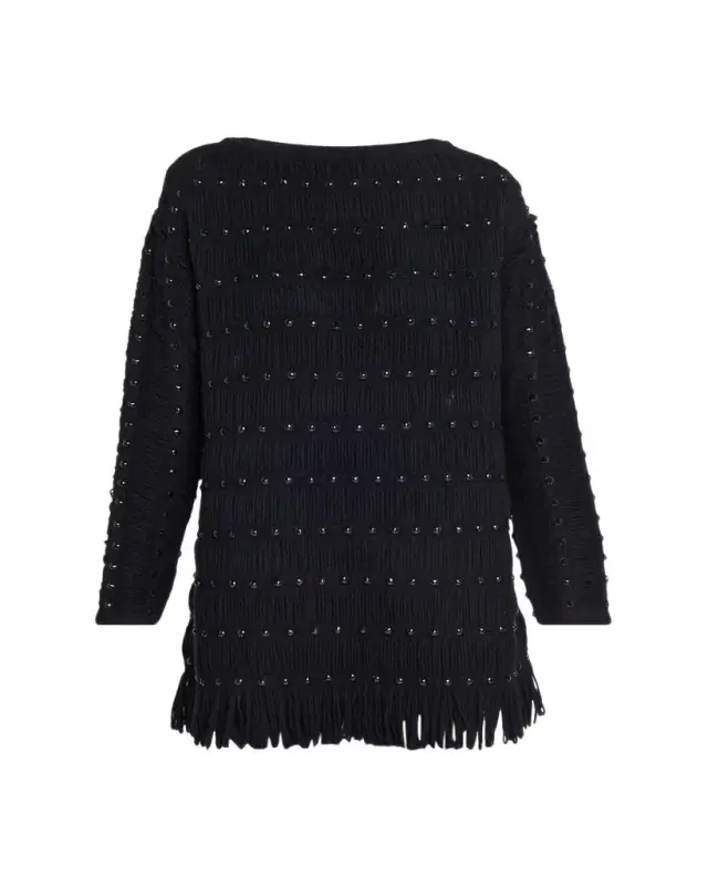 Notte Crystal Fringed Knit Mini Dress