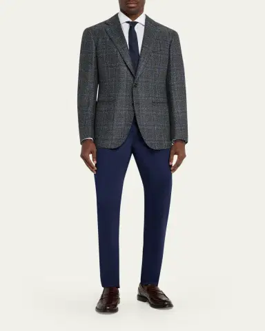 Cesare Attolini Men's Windowpane Wool Two-Button Jacket | Thumbnail 2