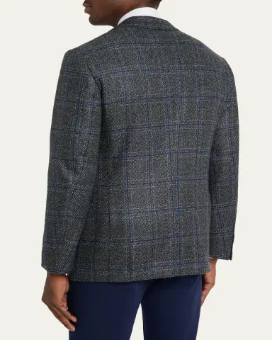 Cesare Attolini Men's Windowpane Wool Two-Button Jacket | Thumbnail 3