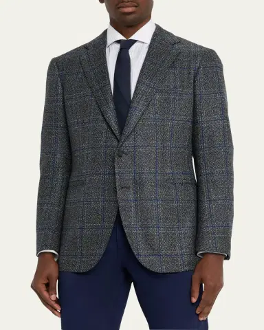 Cesare Attolini Men's Windowpane Wool Two-Button Jacket | Thumbnail 4