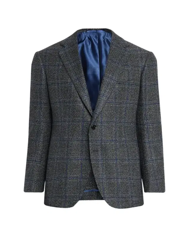 Men's Windowpane Wool Two-Button Jacket