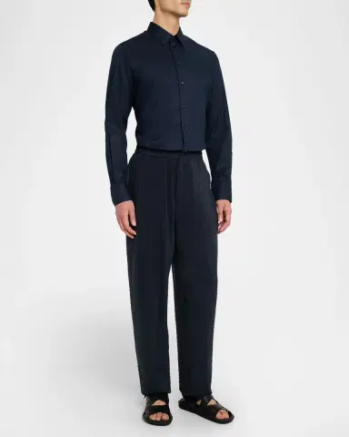 Giorgio Armani Men's Relaxed-Fit Herringbone Drawstring Trousers | Thumbnail 2 Giorgio Armani Men's Relaxed-Fit Herringbone Drawstring Trousers | Thumbnail 2