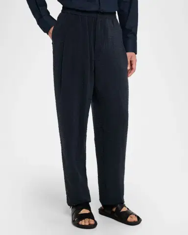 Giorgio Armani Men's Relaxed-Fit Herringbone Drawstring Trousers | Thumbnail 4 Giorgio Armani Men's Relaxed-Fit Herringbone Drawstring Trousers | Thumbnail 4