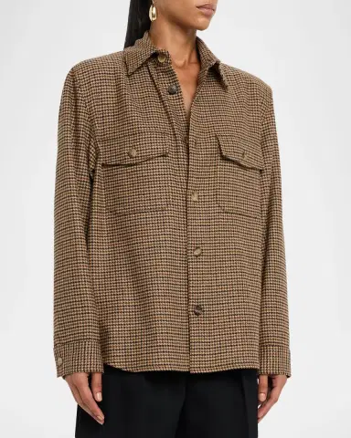 Saint Laurent Houndstooth Wool Shirt Jacket | Thumbnail 3