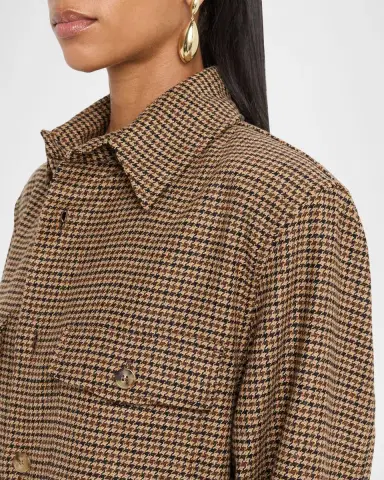Saint Laurent Houndstooth Wool Shirt Jacket | Thumbnail 4