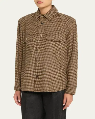 Saint Laurent Houndstooth Wool Shirt Jacket | Thumbnail 8