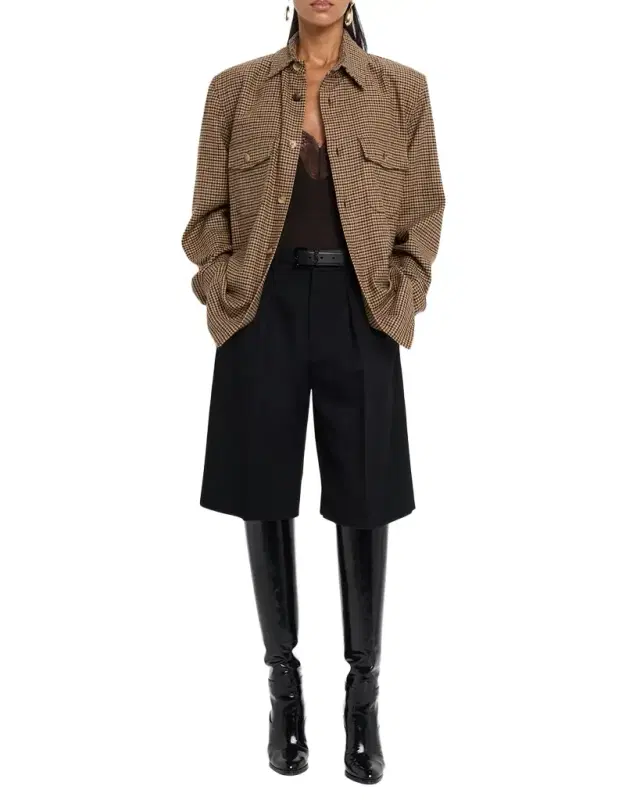 Saint Laurent Houndstooth Wool Shirt Jacket