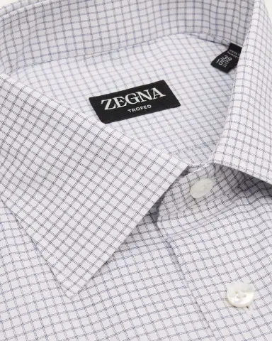Zegna Men's Trofeo Cotton Grid Check Dress Shirt | Thumbnail 2 Zegna Men's Trofeo Cotton Grid Check Dress Shirt | Thumbnail 2