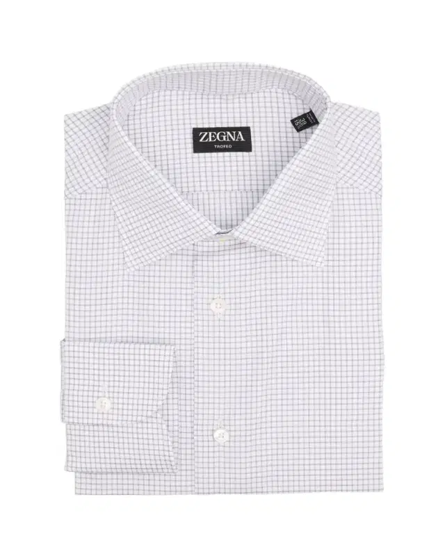 ZEGNA Men's Trofeo Cotton Grid Check Dress Shirt