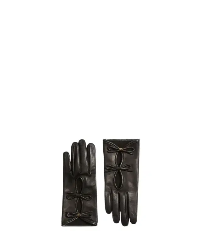 VLogo Signature Nappa Leather Bow Gloves