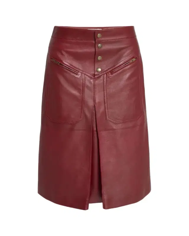 Slouch Leather Midi Skirt