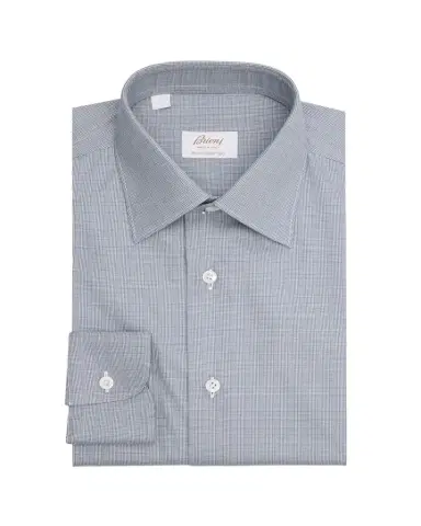 Brioni Men's Ventiquattro Cotton Micro-Plaid Dress Shirt | Thumbnail 1 Brioni Men's Ventiquattro Cotton Micro-Plaid Dress Shirt | Thumbnail 1