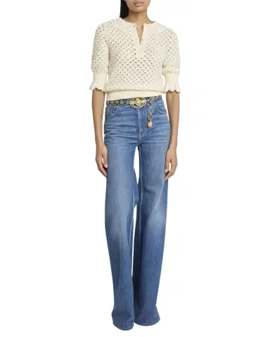 Chloé Lace-Collar Open Knit Polo Top | Thumbnail 1