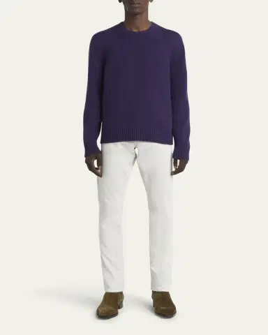 Tom Ford Men's 5 Gauge Cashmere Crewneck Sweater | Thumbnail 2 Tom Ford Men's 5 Gauge Cashmere Crewneck Sweater | Thumbnail 2