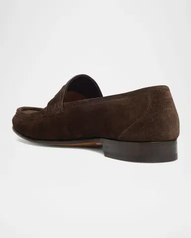 TOM FORD Men's York Suede Penny Loafers | Thumbnail 3