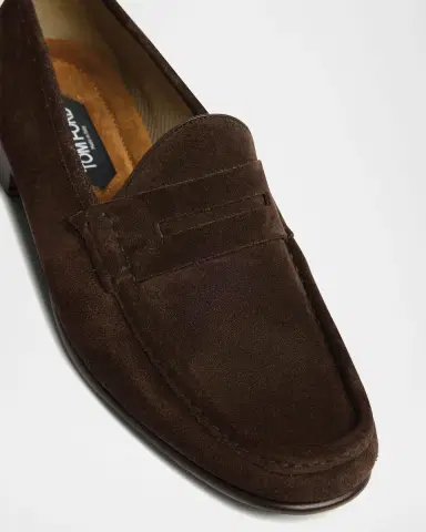 TOM FORD Men's York Suede Penny Loafers | Thumbnail 4