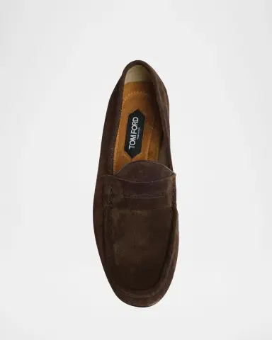 TOM FORD Men's York Suede Penny Loafers | Thumbnail 5