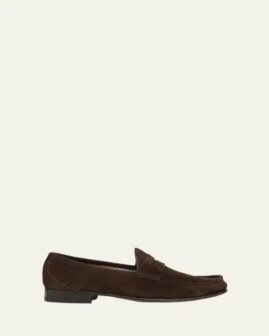 TOM FORD Men's York Suede Penny Loafers | Thumbnail 6