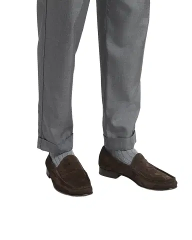 TOM FORD Men's York Suede Penny Loafers | Thumbnail 1