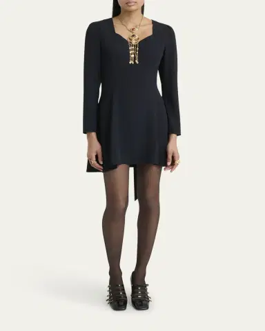 Chloé Button-Front Long-Sleeve Mini Dress | Thumbnail 2
