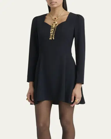 Chloé Button-Front Long-Sleeve Mini Dress | Thumbnail 4