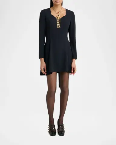 Chloé Button-Front Long-Sleeve Mini Dress | Thumbnail 6