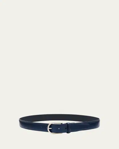 Brioni Men's Round-Buckle Leather Belt | Thumbnail 3