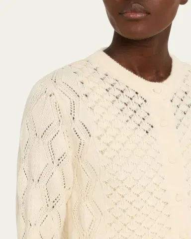 Chloé Open-Knit Ruffle Crewneck Cardigan | Thumbnail 9 Chloé Open-Knit Ruffle Crewneck Cardigan | Thumbnail 9