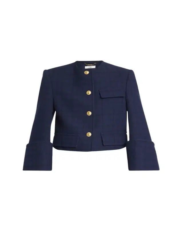 Lower Impact Wool Check Crop Jacket