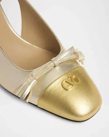 Valentino Garavani Valet Du Roi VLogo Metallic Leather Slingback Pumps | Thumbnail 2 Valentino Garavani Valet Du Roi VLogo Metallic Leather Slingback Pumps | Thumbnail 2
