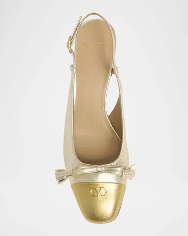 Valentino Garavani Valet Du Roi VLogo Metallic Leather Slingback Pumps | Thumbnail 3 Valentino Garavani Valet Du Roi VLogo Metallic Leather Slingback Pumps | Thumbnail 3