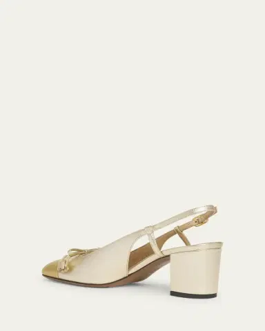 Valentino Garavani Valet Du Roi VLogo Metallic Leather Slingback Pumps | Thumbnail 5 Valentino Garavani Valet Du Roi VLogo Metallic Leather Slingback Pumps | Thumbnail 5