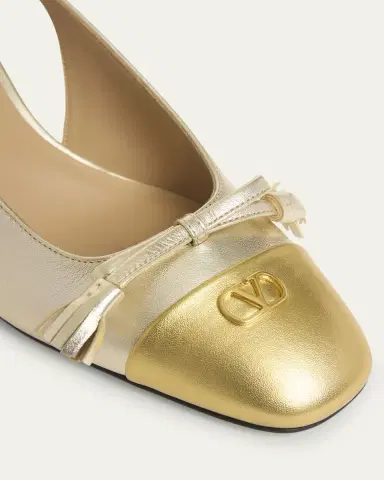 Valentino Garavani Valet Du Roi VLogo Metallic Leather Slingback Pumps | Thumbnail 6 Valentino Garavani Valet Du Roi VLogo Metallic Leather Slingback Pumps | Thumbnail 6