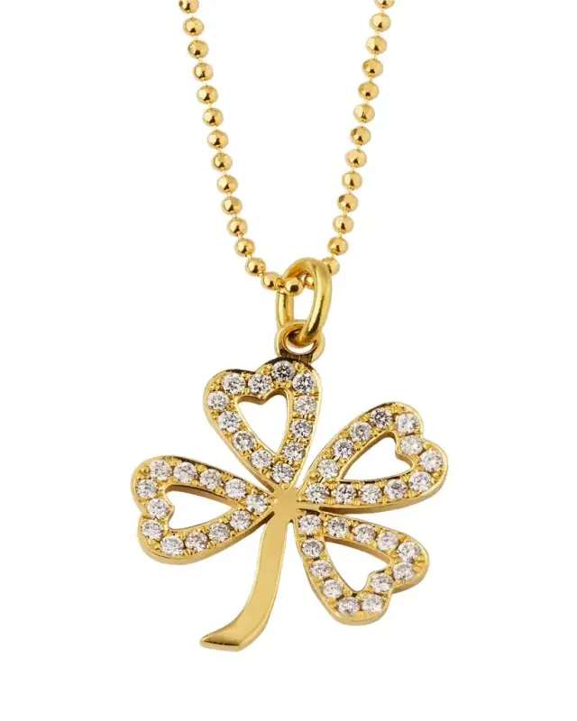 Jennifer Meyer 18K Large Diamond Open Clover Pendant Necklace
