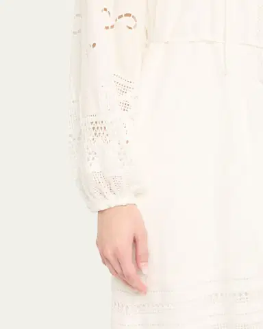 Kobi Halperin Yelle Pintuck Lace-Inset Linen Midi Dress | Thumbnail 5 Kobi Halperin Yelle Pintuck Lace-Inset Linen Midi Dress | Thumbnail 5