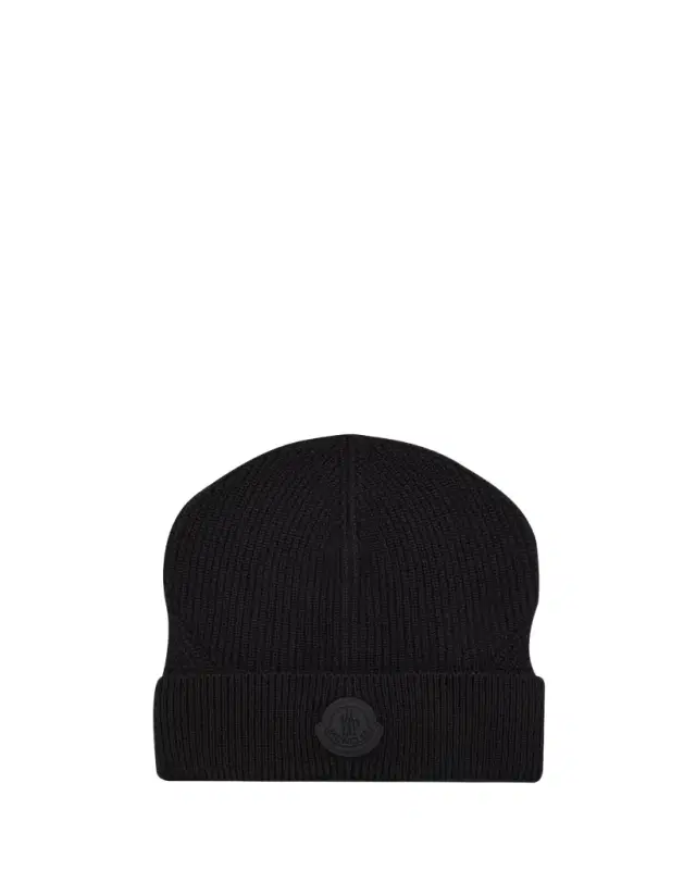 Moncler Men's Wool Beanie with Tonal Logo